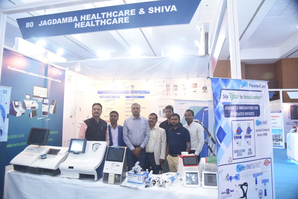 Jagdamba Healthcare & Shiva Healthcare team at medical exhibition